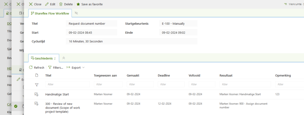 Documentcontrole Software SharePoint Gebruikershandleiding change log