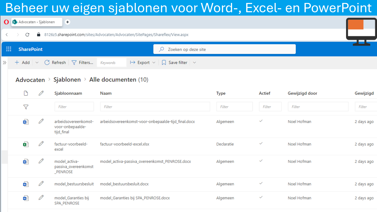 Advocatuursoftware​ SharePoint sjablonen