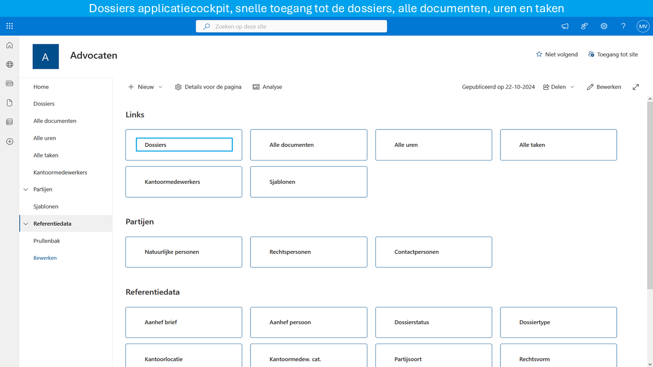 Advocatuursoftware​ SharePoint cockpit