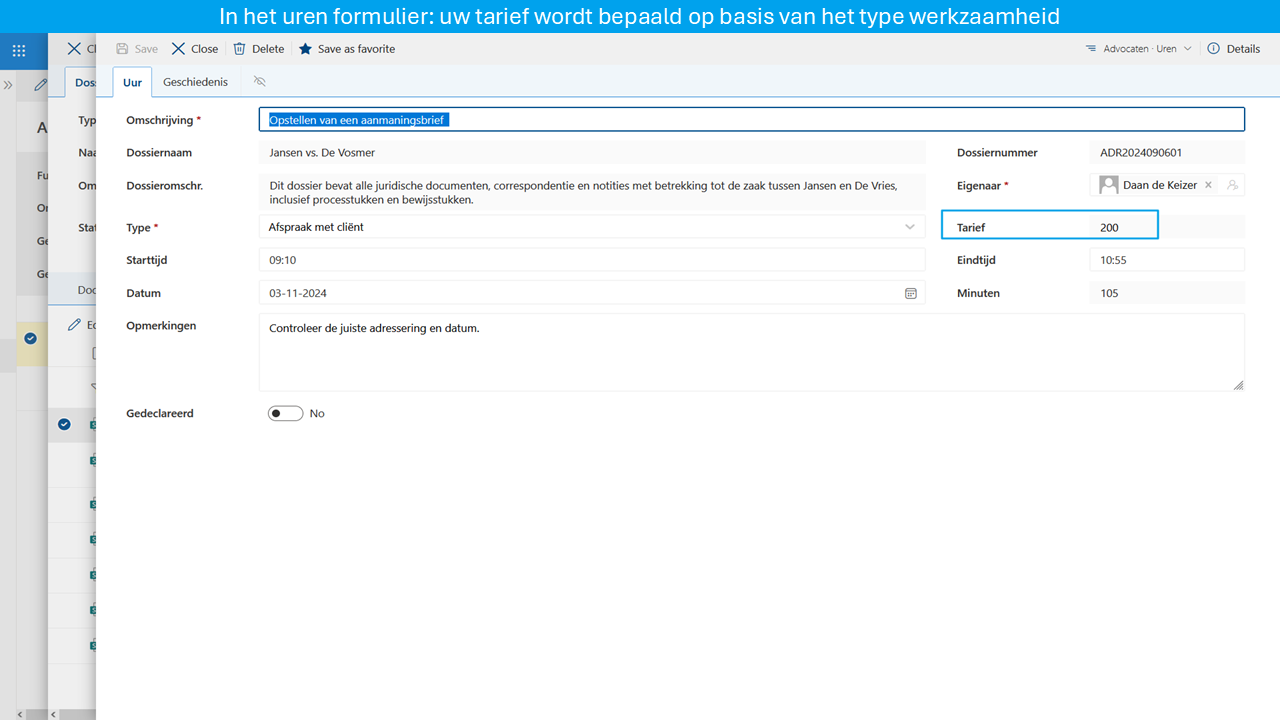 Advocatuursoftware​ SharePoint urenregistratie