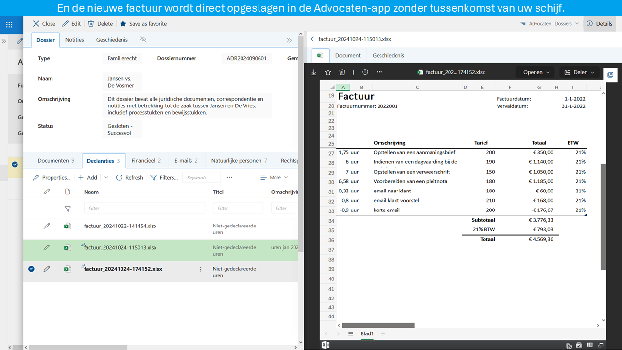 Advocatuursoftware​ SharePoint facturatie